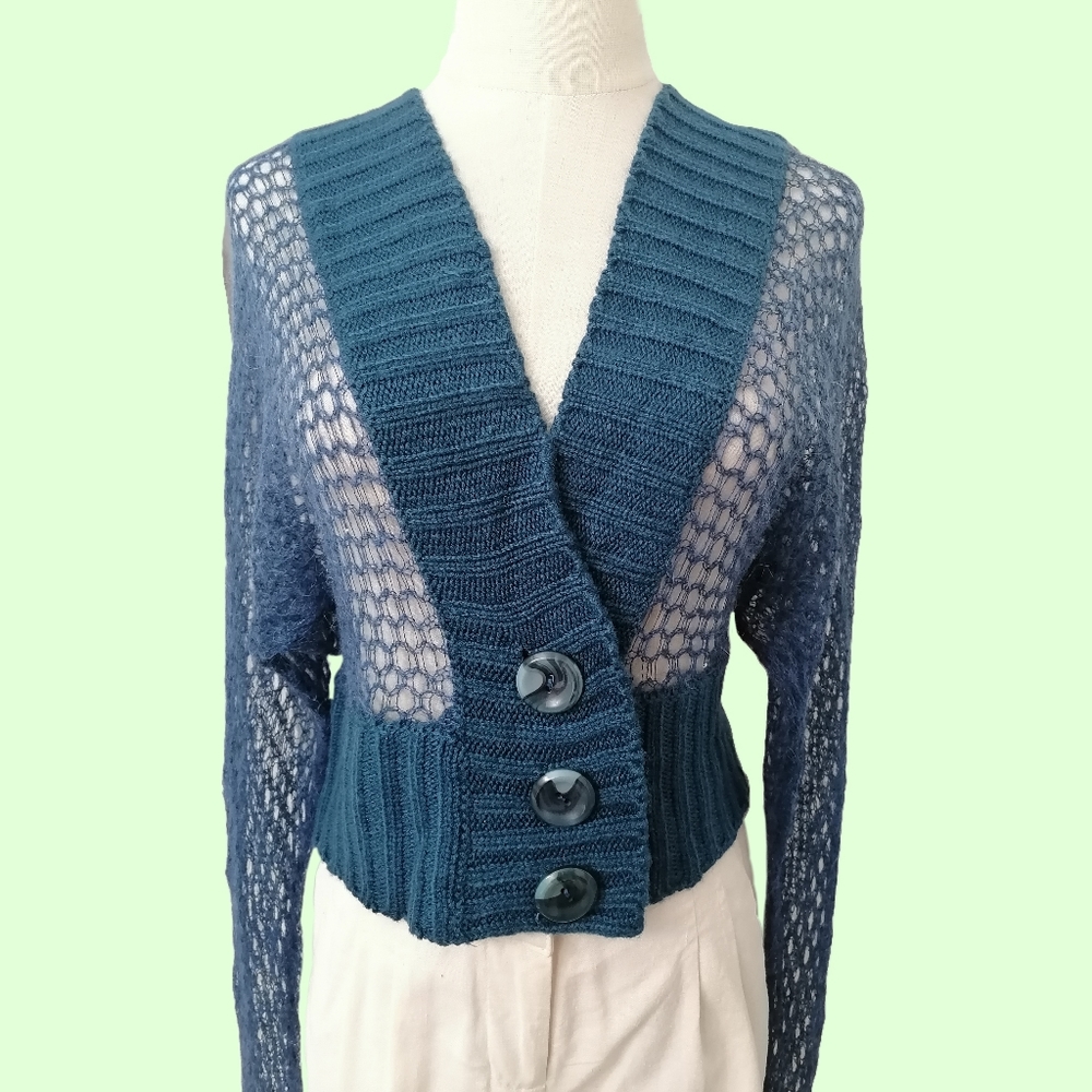long-sleeve knitted cutout top